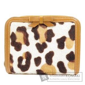 Miu Miu Leopard Bifold Wallet Leather
